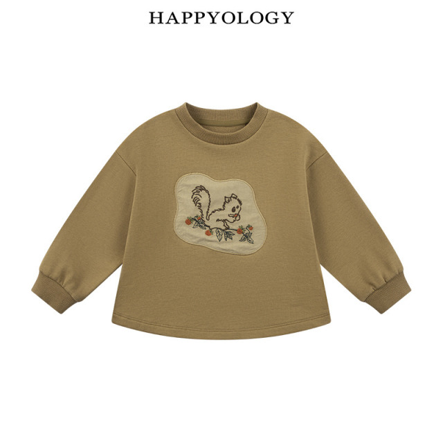 13695314.happyology秋冬新品男童圆领套头贴布绣休闲上衣卫衣