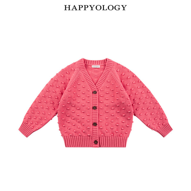 13695322.happyology秋冬新品男女童毛织V领开衫