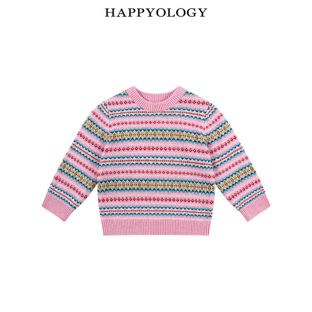 13695304.happyology秋冬新品男女童费尔岛圆领套头毛衣