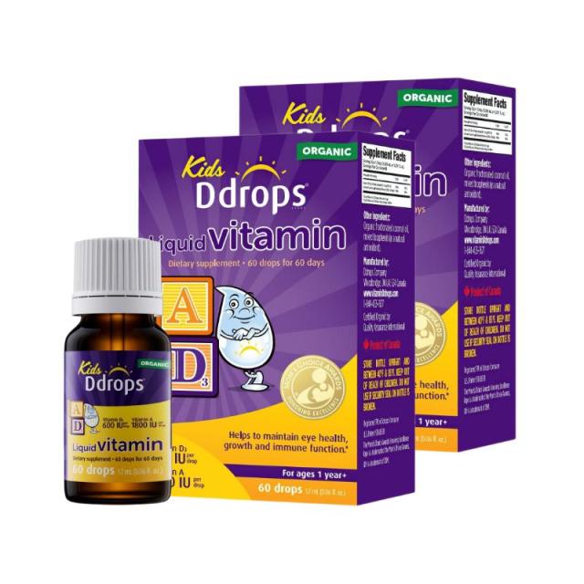 13532538.【2盒装】Ddrops 滴卓思儿童维生素AD滴剂 (D3 600IU+维A1800IU)1.7ML/瓶