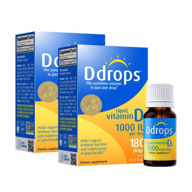 13531997.【2盒装】Ddrops 滴卓思成人维生素D3滴剂 1000IU 5ML/瓶 18-50岁成人日常补充,孕妇可用