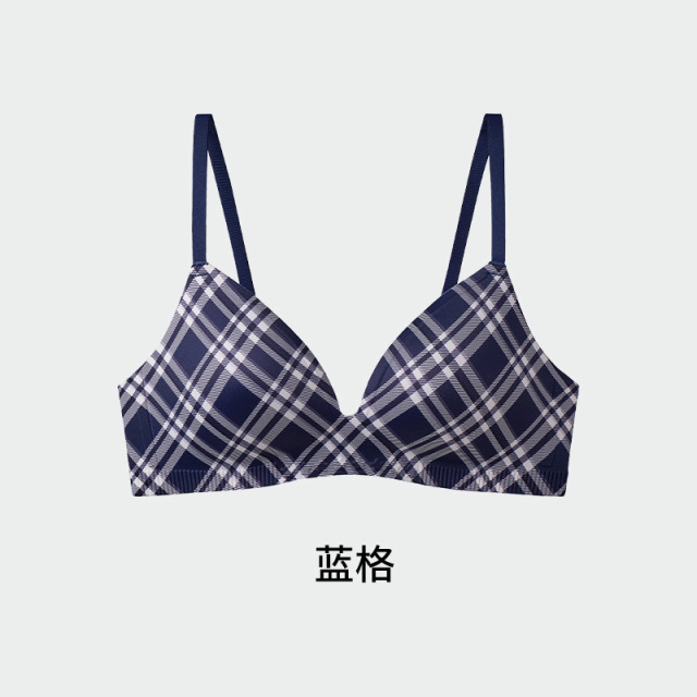 13696057.法式格调三角杯无痕内衣小胸聚拢无钢圈果冻条软支撑提拉文胸