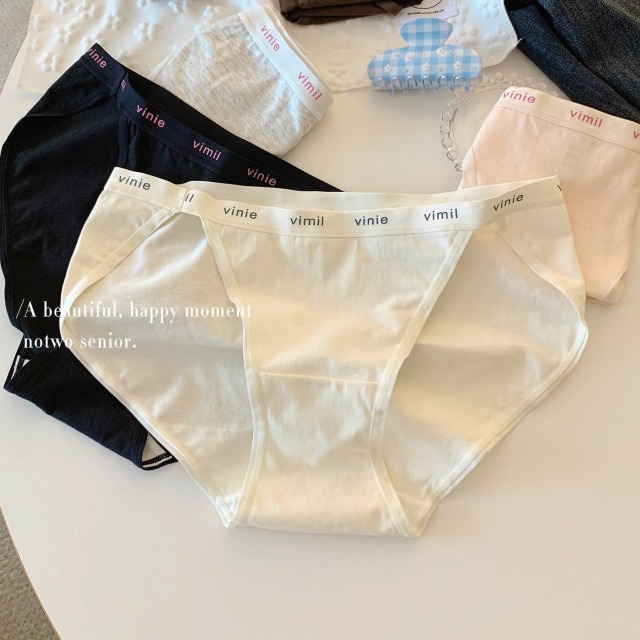 13787257.简约运动风纯棉内裤女新款薄款低腰百搭字母透气女生三角裤