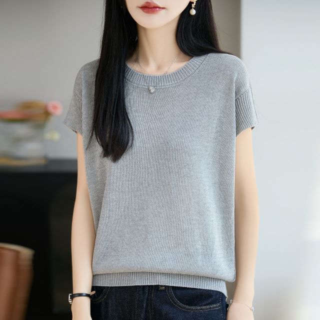 13744046.绒暖享休闲风小飞袖T恤上衣圆领短袖