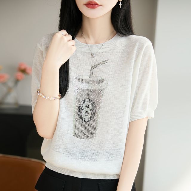 13744005.绒暖享精纺圆领短袖针织衫