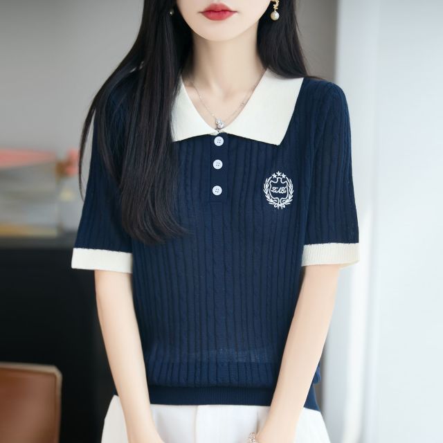 13747358.绒暖享撞色POLO衫短袖上衣