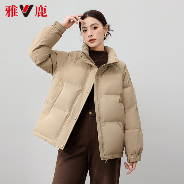 13697304.雅鹿2026 冬季新款立领面包羽绒服女 宽松显瘦加厚保暖通勤百搭短款外套