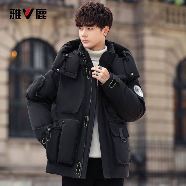 13837264.雅鹿85 白鸭绒工装羽绒服男女同款冬季加厚抗寒连帽滑雪服户外保暖外套