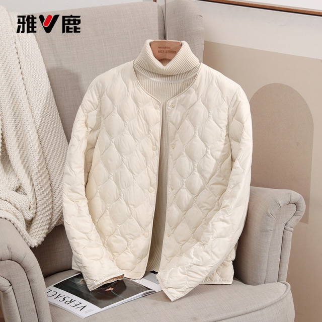 13836765.雅鹿秋冬新款 90 白鸭绒羽绒服女 波浪锁绒不跑绒轻便保暖内穿外搭棉服外套