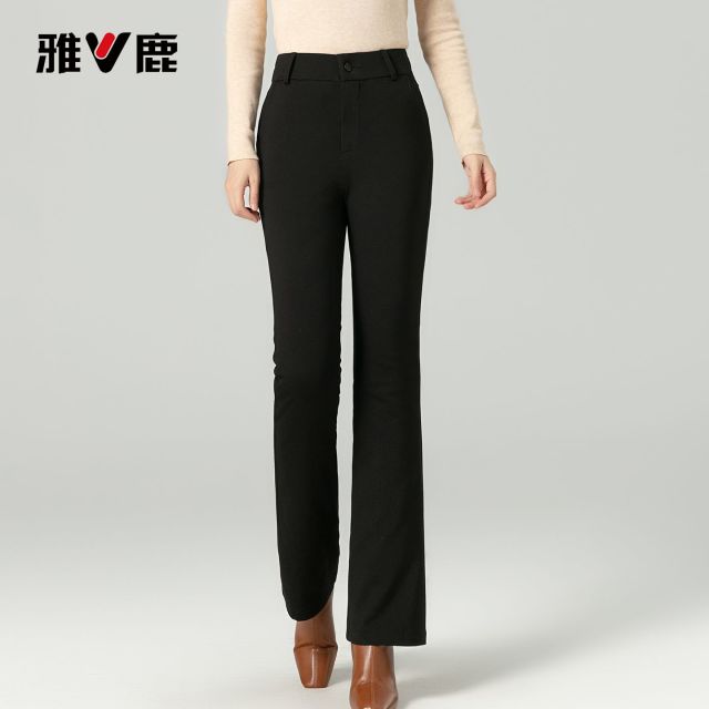 13750611.雅鹿羽绒裤女外穿 2026 冬季新款高腰微喇裤 90 白鸭绒显瘦防寒保暖长裤