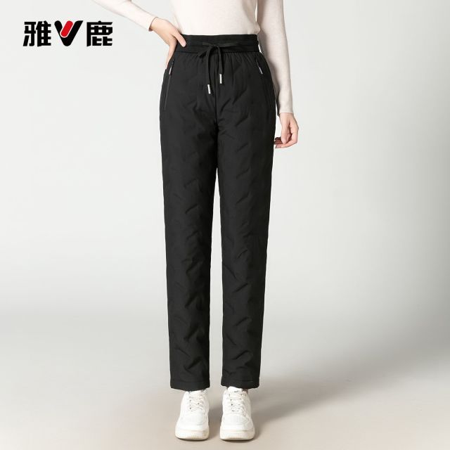 13752265.雅鹿女士羽绒裤 2026 新款松紧腰抽绳直筒长裤户外防寒不臃肿外穿棉裤