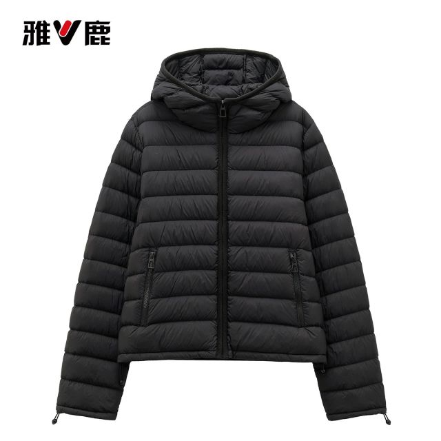 13765793.雅鹿轻薄羽绒服女短款连帽 90 白鸭绒秋冬轻便显瘦百搭保暖外套
