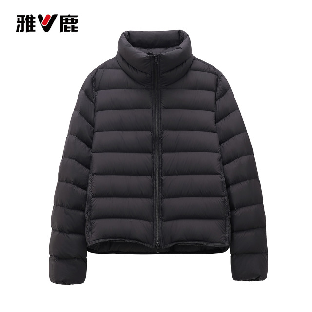 13764698.雅鹿轻薄羽绒服女 2026 冬季短款立领 90 白鸭绒轻便保暖百搭内搭外套