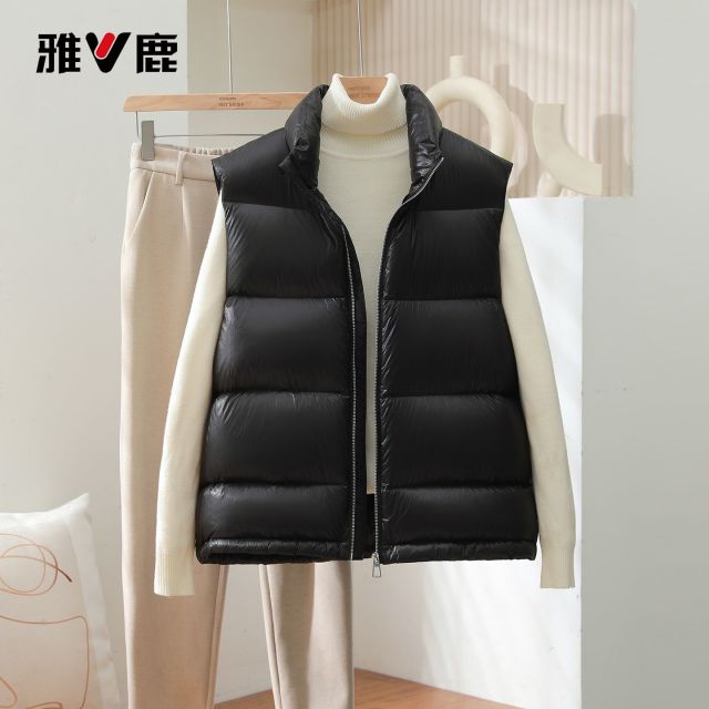 13759275.雅鹿通勤百搭款立领羽绒马甲女 秋冬 90 白鸭绒轻薄保暖外穿无袖坎肩背心