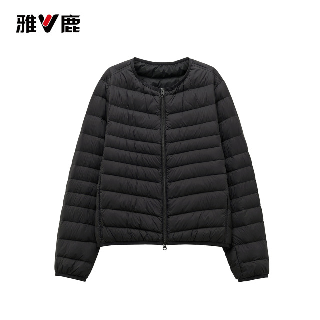 13765896.雅鹿轻薄羽绒服女短款圆领 90 白鸭绒秋冬内搭轻便显瘦百搭羽绒内胆外套