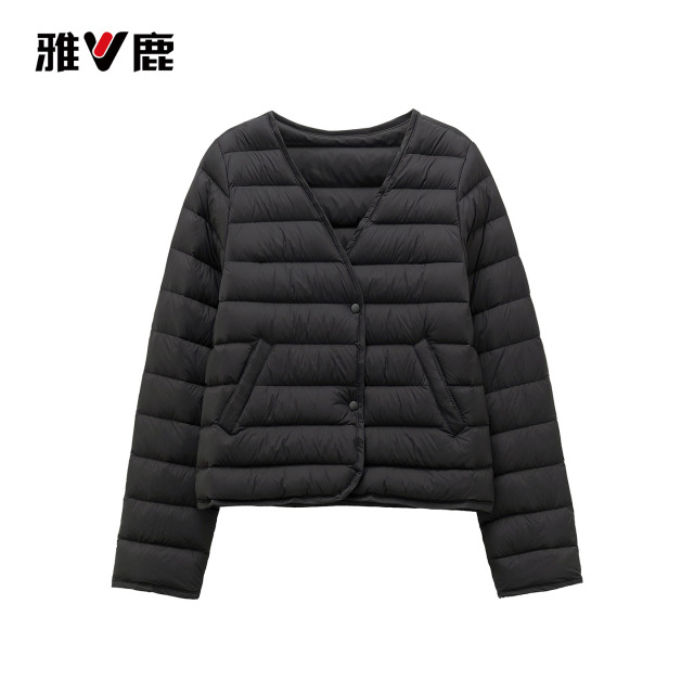 13766914.雅鹿轻薄羽绒服女短款 V 领 2026 新款修身内搭羽绒内胆百搭外套