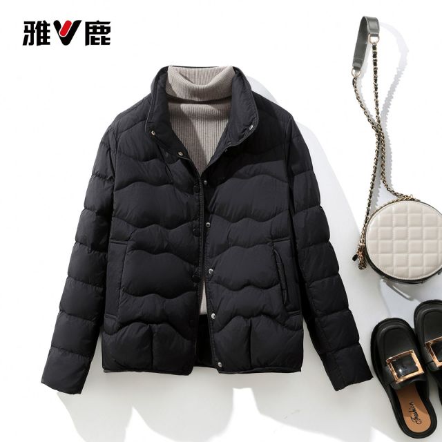 13767938.雅鹿2026 新款雅鹿轻薄立领羽绒服女 压胶锁绒 90 白鸭绒小个子百搭短上衣
