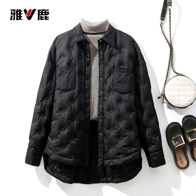 13767928.雅鹿衬衫领轻薄羽绒服女 2026 秋冬 90 白鸭绒宽松衬衣款内外穿外套
