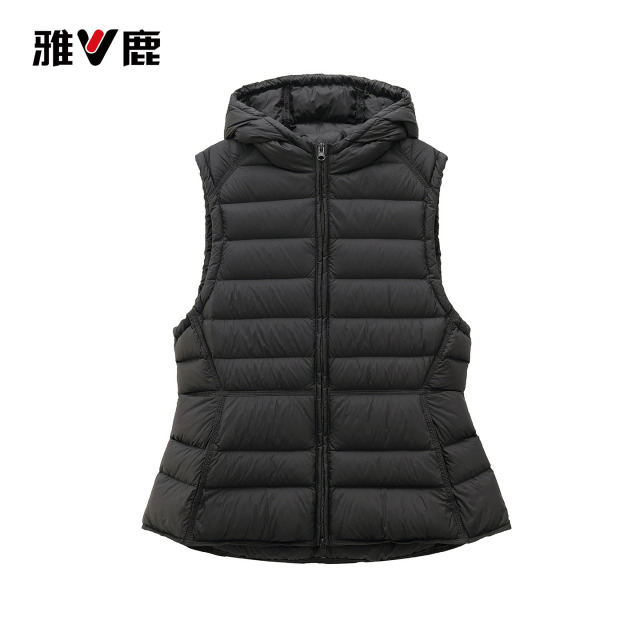 13768503.雅鹿连帽羽绒马甲女 2026 秋冬轻薄 90 白鸭绒修身显瘦外穿无袖保暖背心