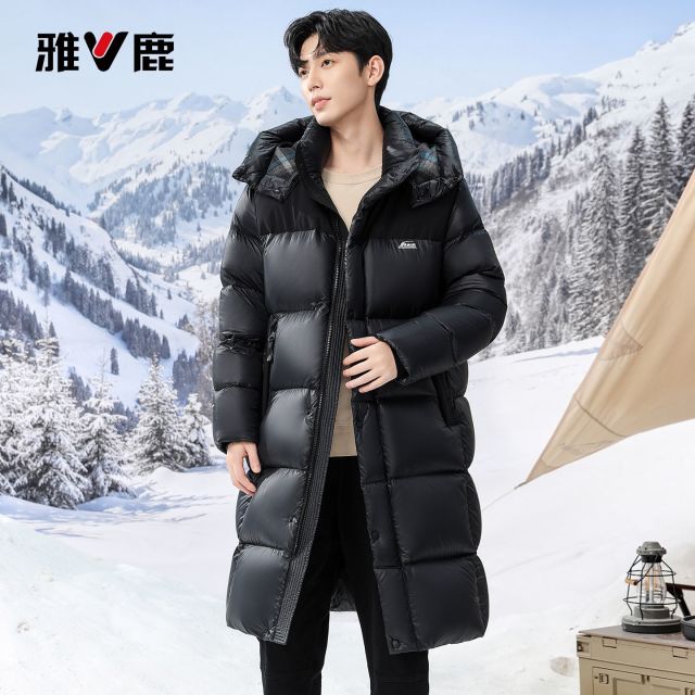 13770326.雅鹿2026 新款 冬季极寒长款羽绒服男女 95 白鸭绒连帽过膝宽松显瘦外套