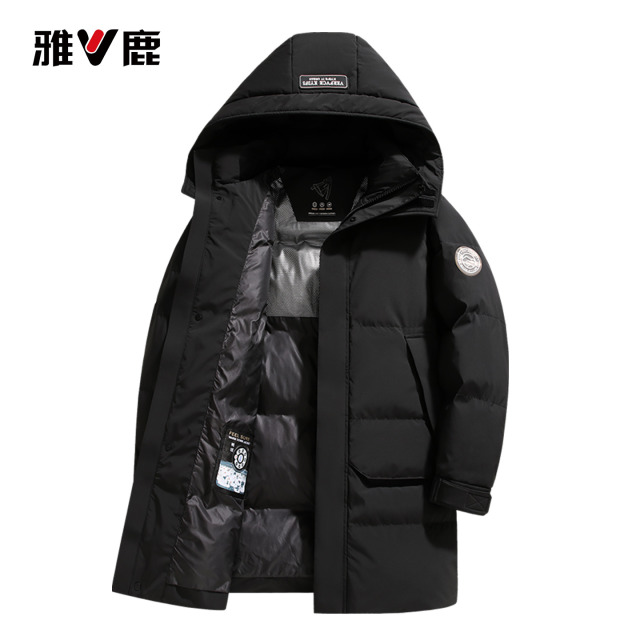 13773221.雅鹿2026冬季新款连帽羽绒大衣男士 90 白鸭绒蓬松保暖中青年通勤百搭冬季外套