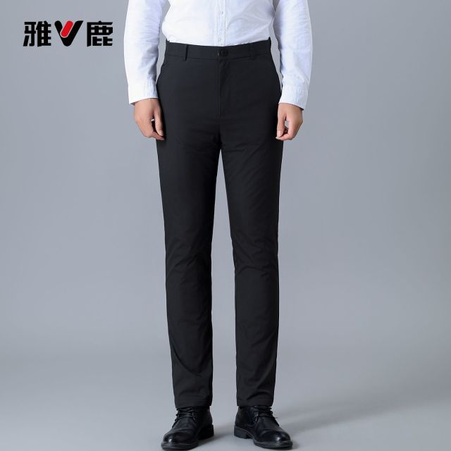 13820611.雅鹿男士羽绒裤 90 白鸭绒冬季外穿商务直筒西裤加厚保暖防钻绒中年休闲长裤