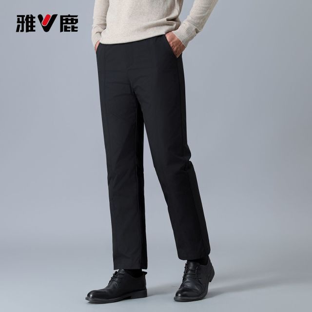 13822931.雅鹿男士 90 白鸭绒羽绒裤内胆 冬季内穿加厚保暖裤 轻便不钻绒中老年防寒打底裤