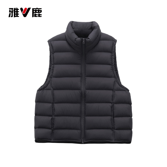 13823326.雅鹿 90 白鸭绒羽绒马甲女立领轻薄短款秋冬外穿背心内搭保暖坎肩百搭羽绒服外套