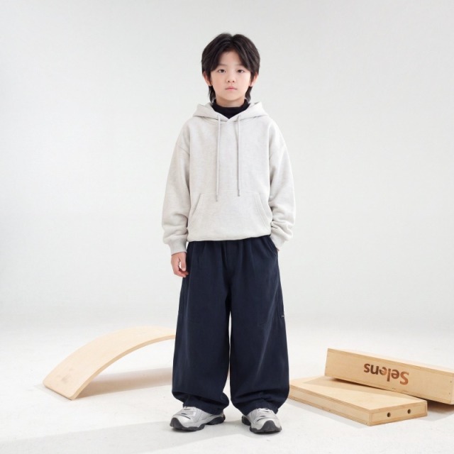 13840540.【100%精梳棉布】110-180姐弟款280g纯棉 儿童弯刀休闲阔腿工装裤