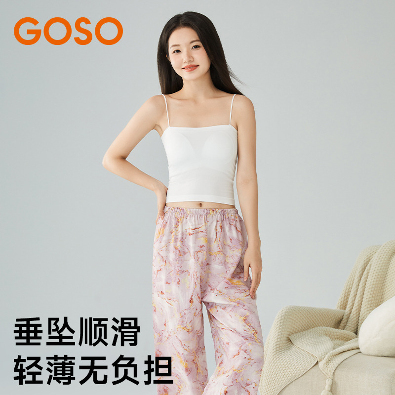 13680470.GOSO女士家居服梭织人棉单条裤