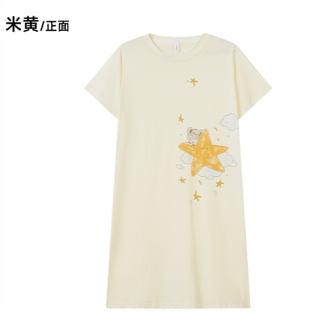 13682375.GOSO【专柜同款】睡衣女睡裙短袖中长裙卡通亲肤透气家居服可外穿