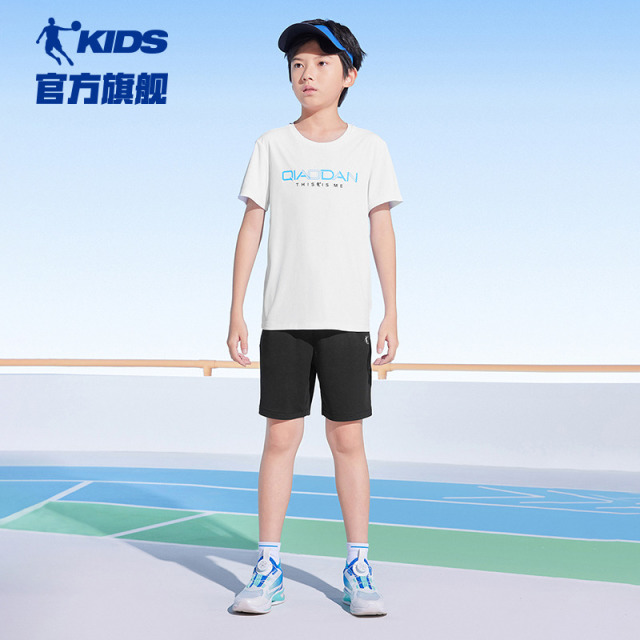 13782718.乔丹(QIAODAN)男女童套装儿童夏季清凉两件套中性款短袖T恤短裤童装套件