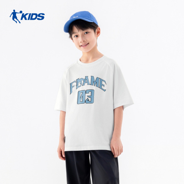 13782449.乔丹男童短袖T恤儿童夏季圆领短T凉感童装衣服