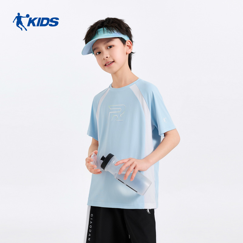 13782480.乔丹男童短袖T恤儿童圆领短T夏季清凉透气童装衣服