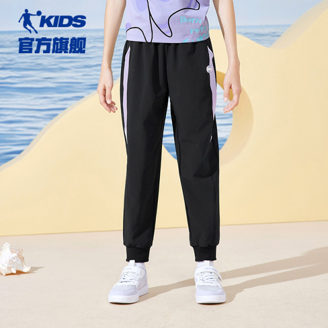 13787870.乔丹(QIAODAN)女童运动长裤大童夏季梭织裤子儿童束脚童装