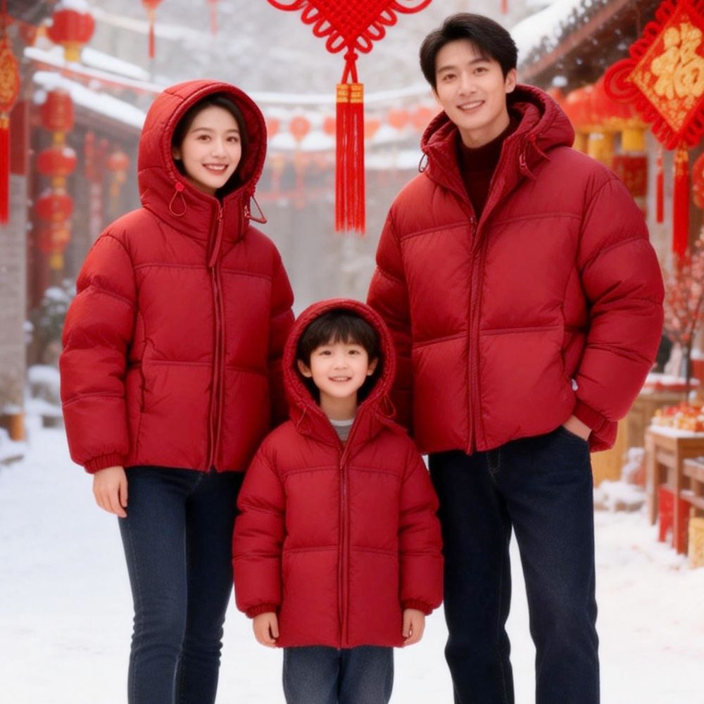 13677795.迪士尼秋冬亲子保暖羽绒服童装儿童字母加厚宽松连帽时尚中大童面包服【50绒】