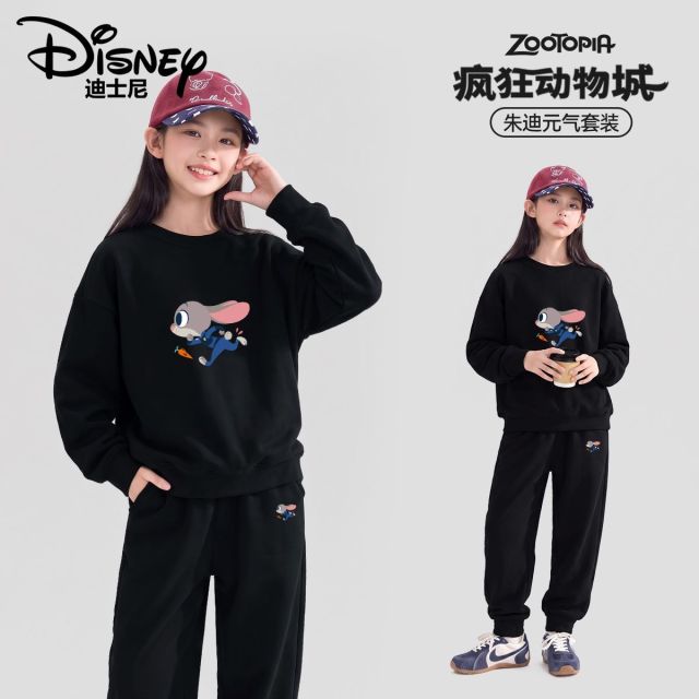 13846278.迪士尼朱迪女童卫衣套装春秋款儿童圆领卫衣束腿卫裤两件套秋装