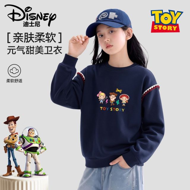 13852951.迪士尼【玩具总动员】儿童卫衣女童时尚花边卫衣中大童落肩袖百搭卫衣