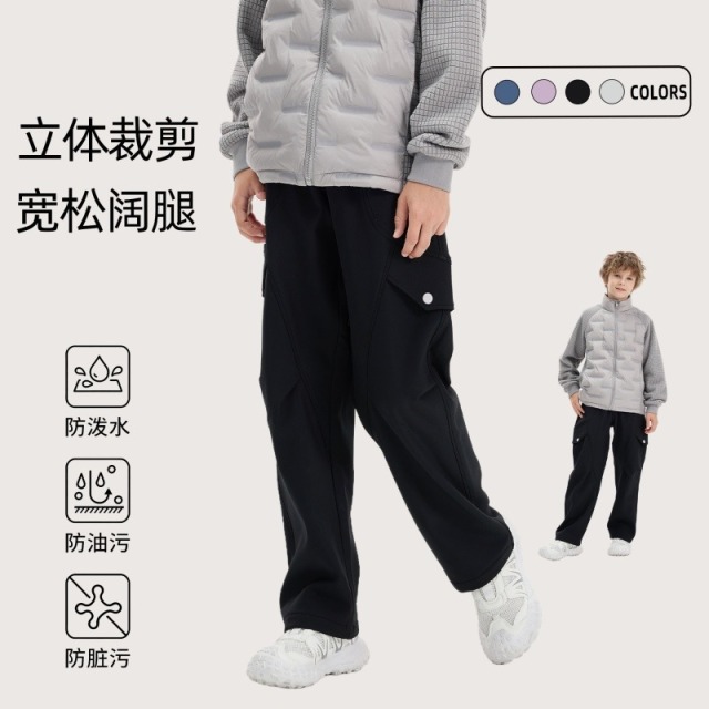 13840998.【三防面料】四面弹软壳工装裤中大童户奥利绒儿童软壳裤