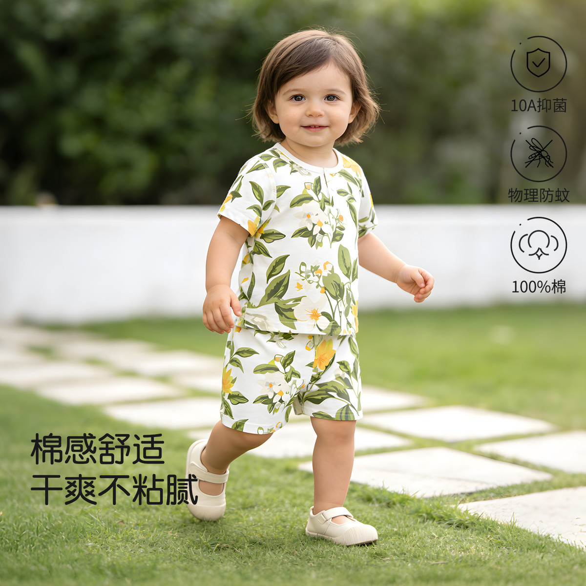 13748805.【舒适纯棉】婴幼家居服套装夏季男童女童薄款短袖短裤分体两件套