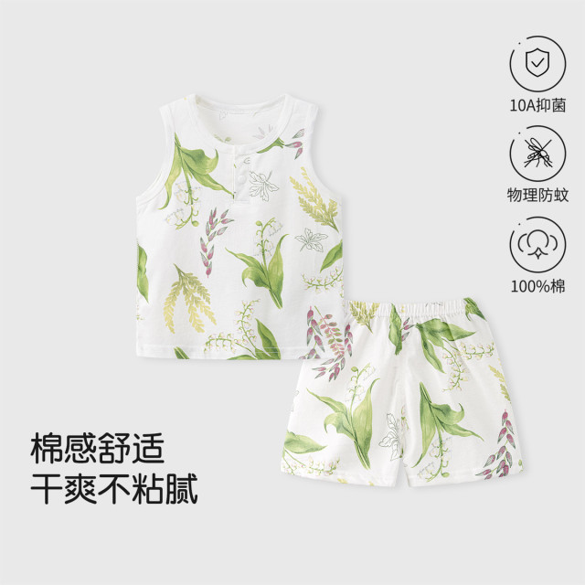 13748807.婴儿套装分体夏季薄款宝宝衣服男童女童外出儿童纯棉背心短裤新款