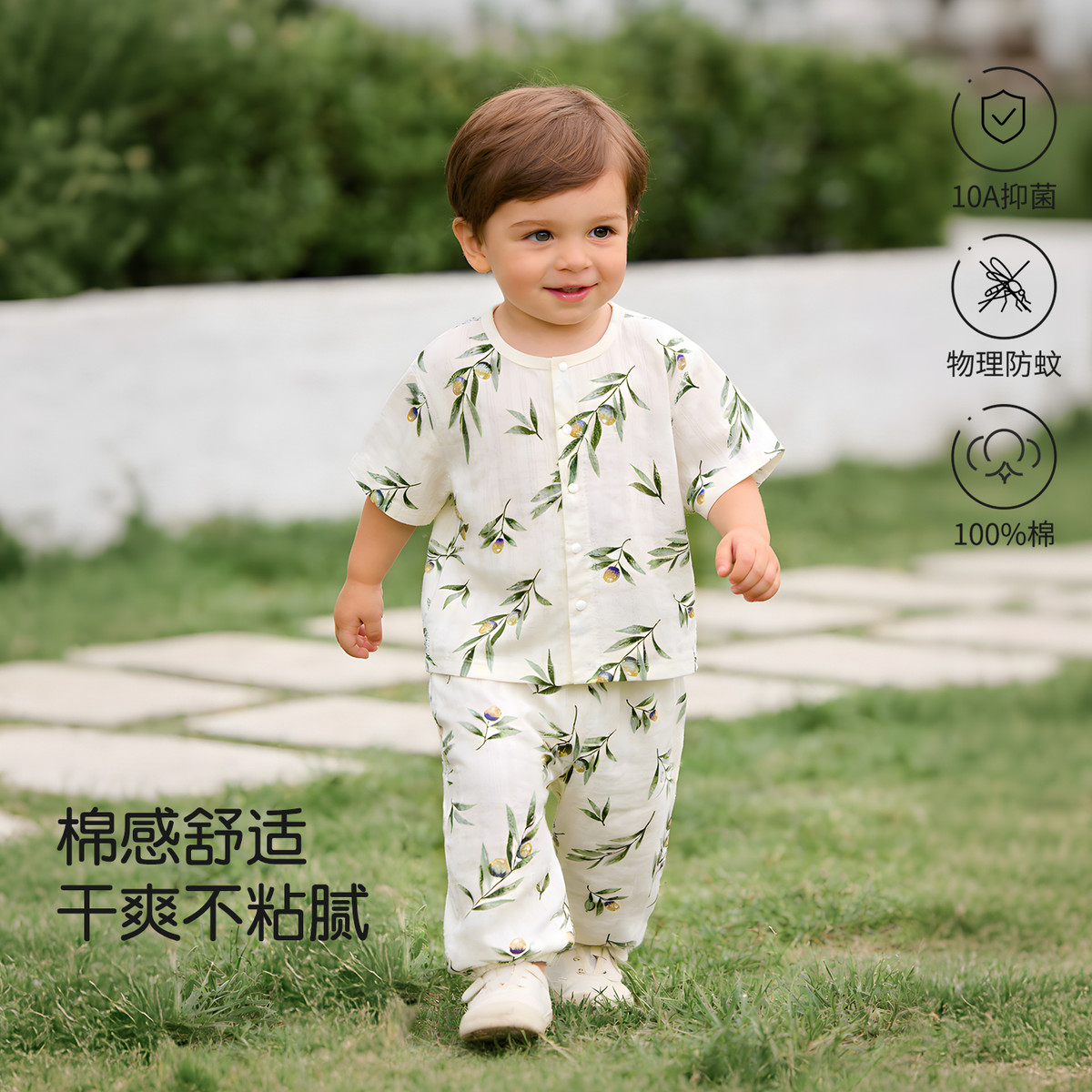 13748794.【透气提花】婴幼短袖套装夏季薄款纯棉宝宝家居服男童女童空调服