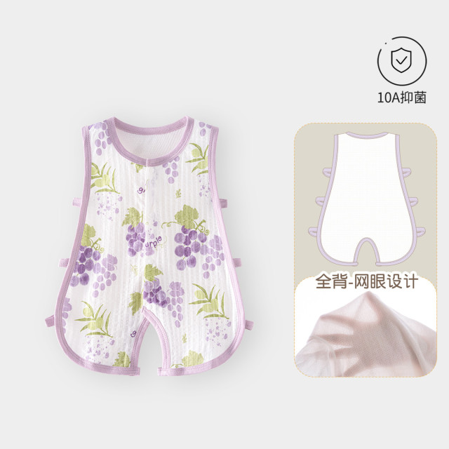 13750760.琵琶衣婴儿薄款纯棉夏季新生儿连体衣服男女宝宝无袖背心爬服夏装