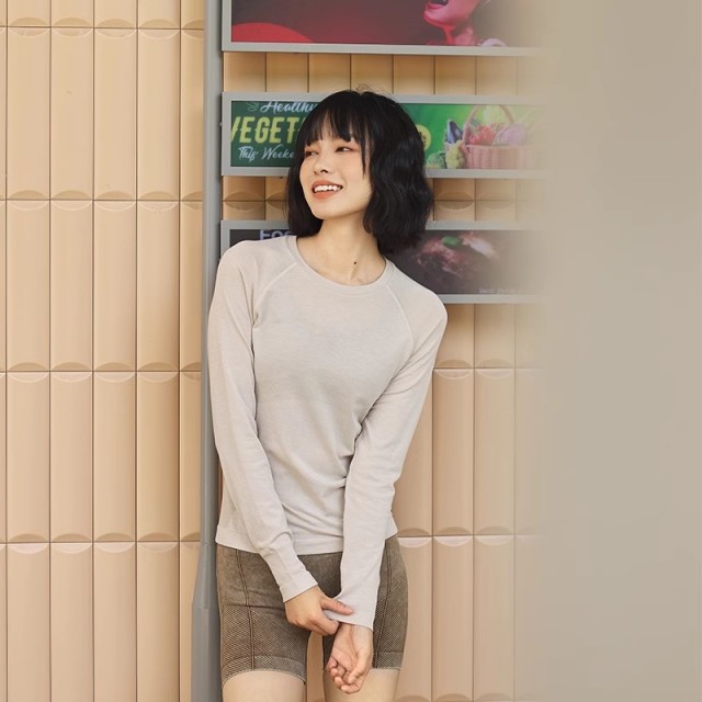 13736536.【长期主义 口碑美利奴羊毛打底衫】Lpanpan蓝畔美利奴羊毛长袖修身透气插肩袖运动健身T恤