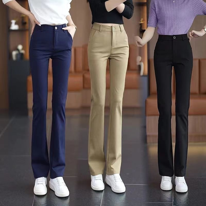 13803697.诗茉琳西装微喇裤女秋季新款女士裤子显瘦高腰垂感休闲喇叭长裤女