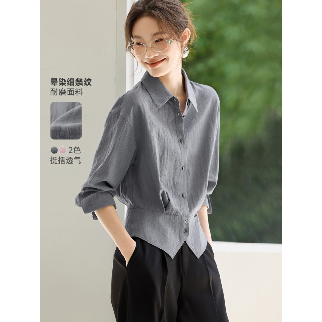 13850758.诗茉琳法式气质女士衬衫上衣2026秋季通勤小衫收腰显瘦衬衣AW9231