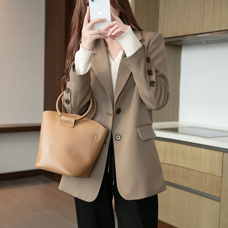 13850655.诗茉琳网红小西装外套女春秋新款2026韩版宽松休闲百搭气质中长款上衣女YJ2061
