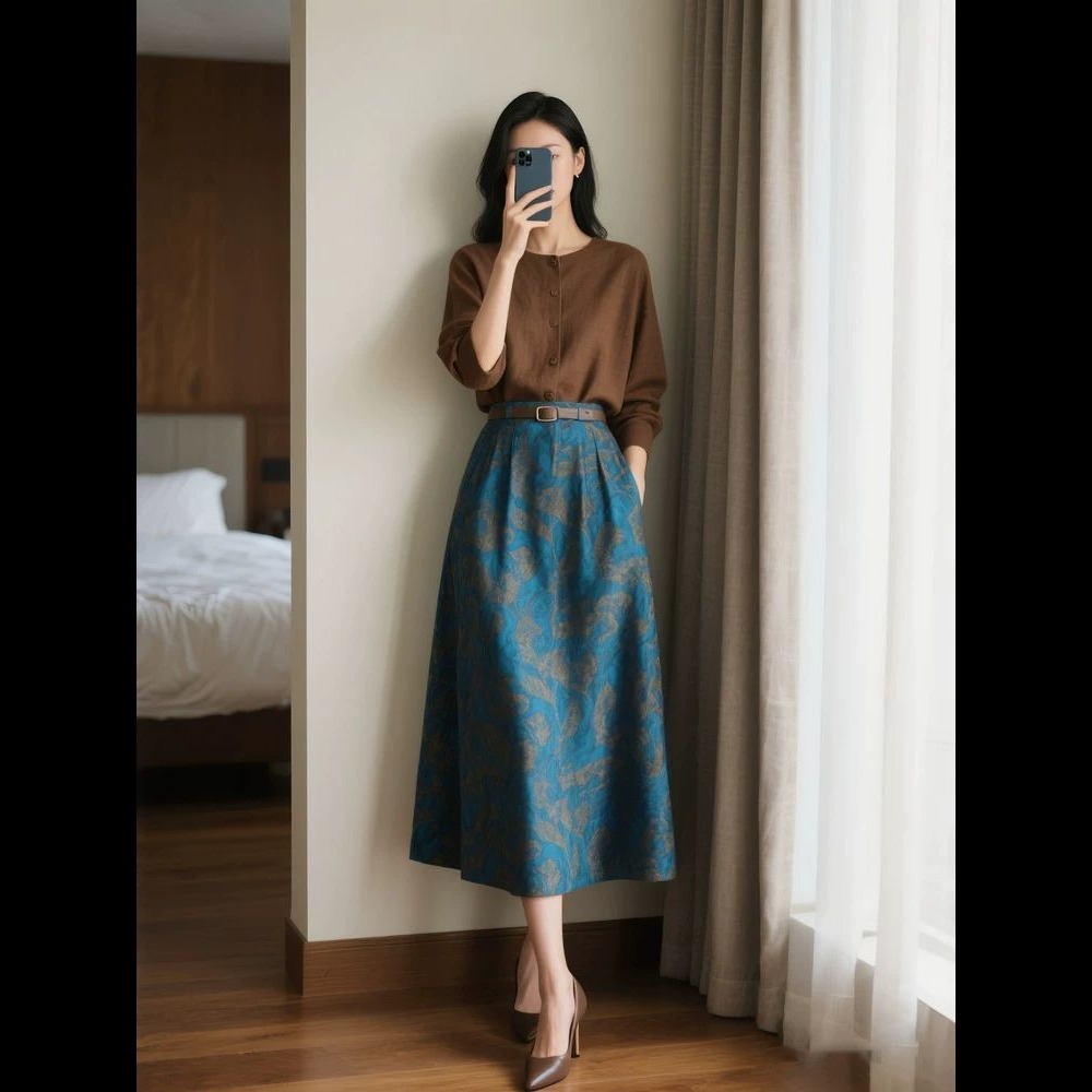 13841626.诗茉琳早秋季新款女装时尚穿搭复古高端两件套装半身裙子通勤洋气女士