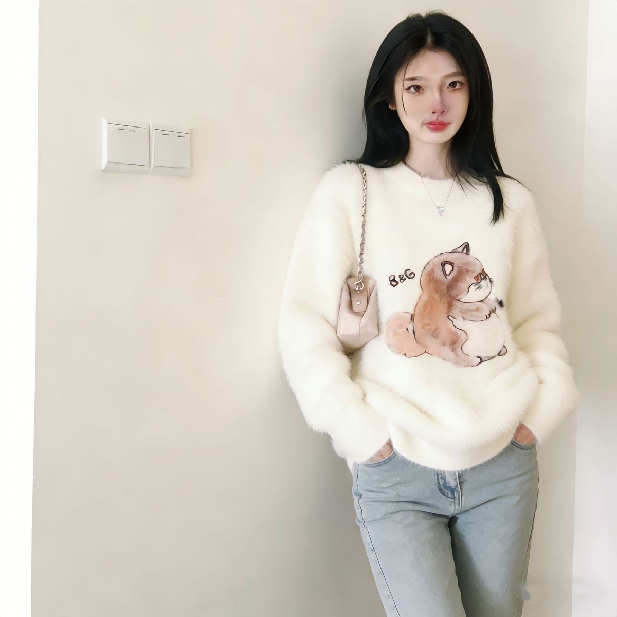 13844007.诗茉琳防寒毛衣女冬季可爱穿搭一整套保暖外套毛衣春秋款女反季冬装卡通