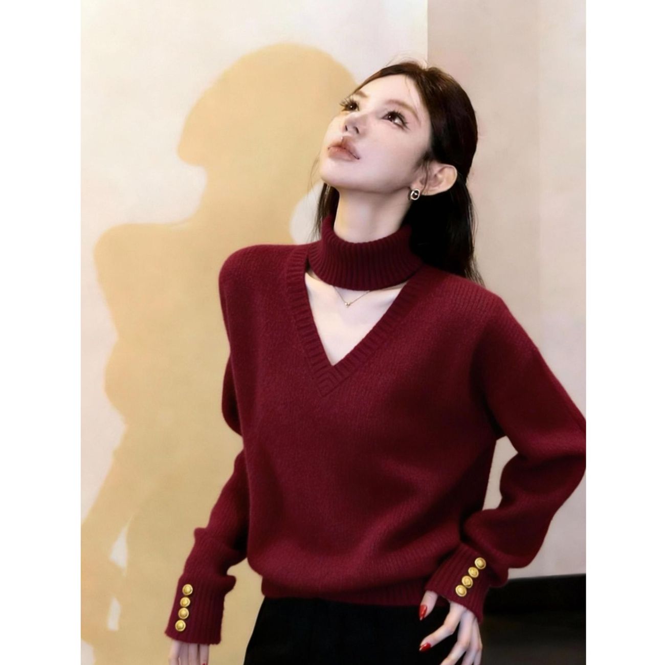 13843963.诗茉琳秋冬新款针织衫毛衣女时尚百搭气质轻熟风女装今年流行设计感上衣